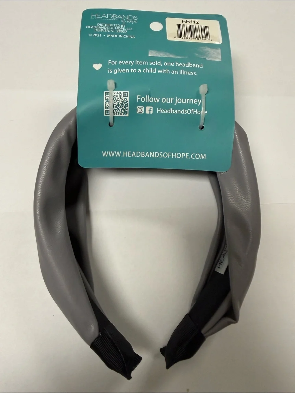 Brooklyn Gray Faux Leather Knotted Headband NWT Headbands of Hope